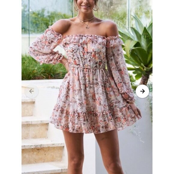 Petal & Pup Off The Shoulder Ruffle Mini Dress Size SMALL NEW - Picture 2 of 6